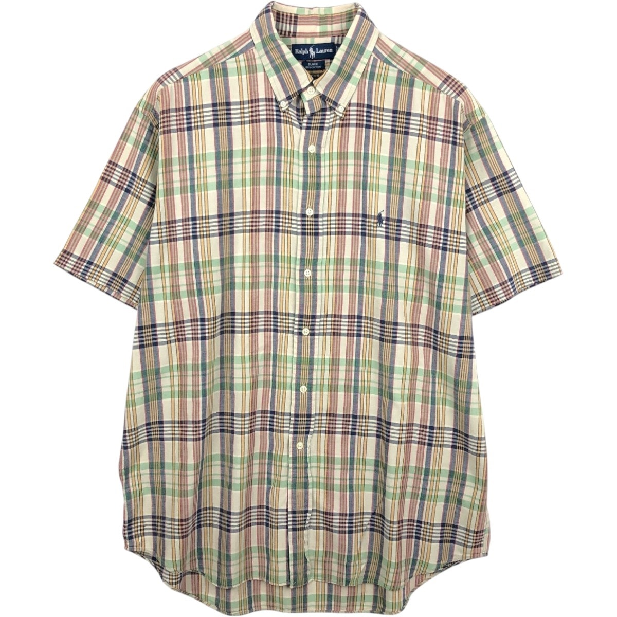 古着 ラルフローレン Ralph Lauren BLAKE 半袖 ボタンダウン チェックシャツ メンズL相当/eaa668590