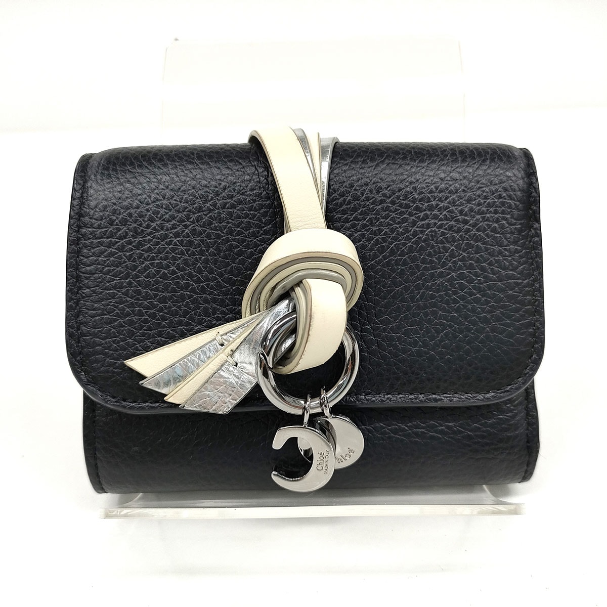 Chloe クロエ スモール トリフォールド ウォレット 三つ折り財布 CHC24SP945L95001 レザー ブラック レディース【中古】