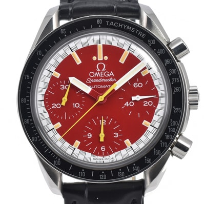 オメガ OMEGA 3810.61.41 スピードマスター レーシング ミハエルシューマッハ レッド/ホワイト 自動巻き メンズ 美品 腕時計 E#146422