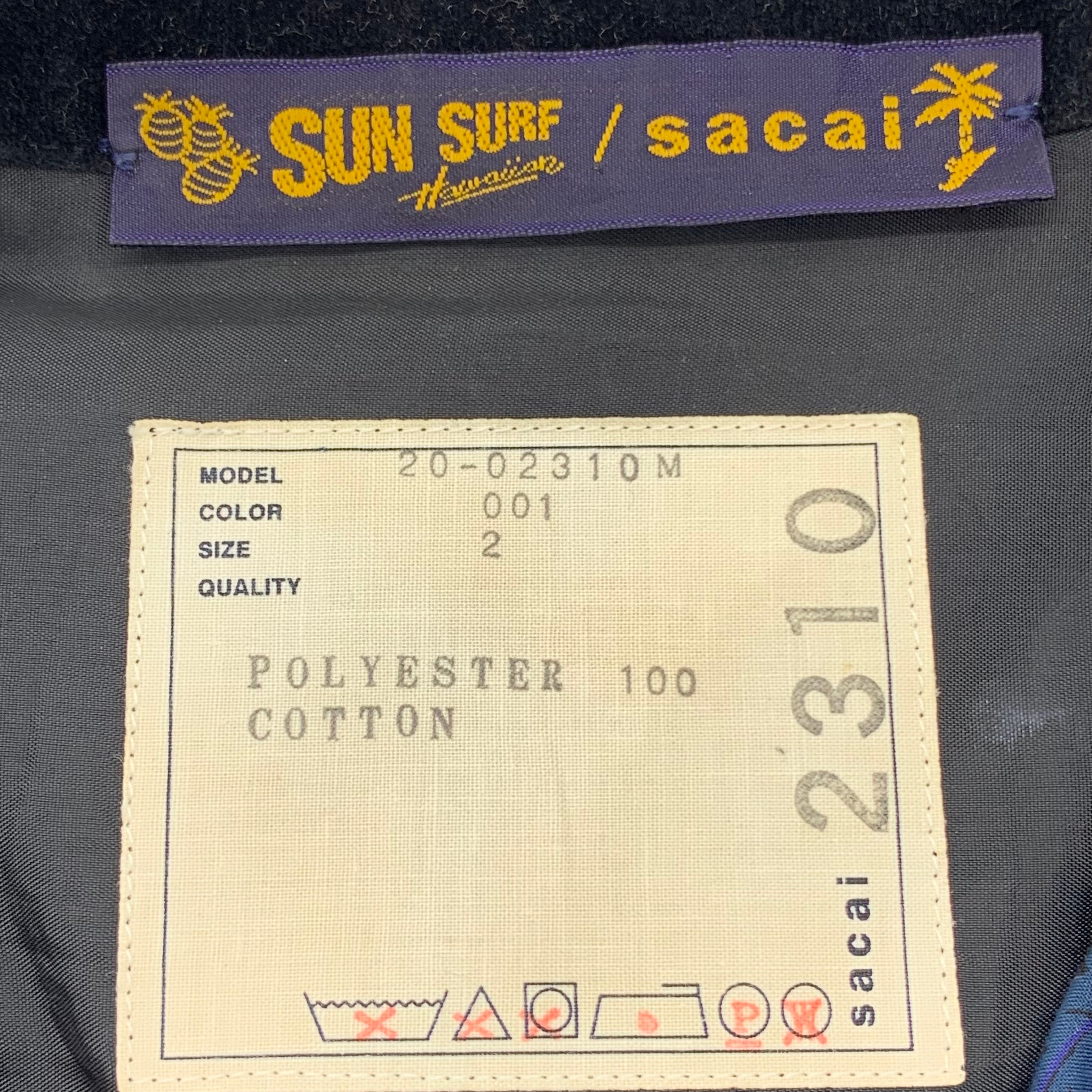 B (目立った傷や汚れなし)】Sacai × SUN SURF 20SS アロハシャツ