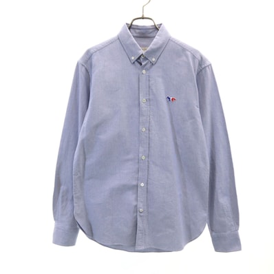 MAISON KITSUNE メゾンキツネ イタリア製 長袖 オックスフォード ボタンダウンシャツ 39 ブルー系