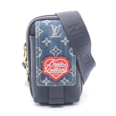 ルイ・ヴィトン LOUIS VUITTON LV × NIGO ダブルフォンポーチ ショルダーバッグ バッグ レザー デニム モノグラム・デニム メンズ ネイビー系 M81060 【中古】