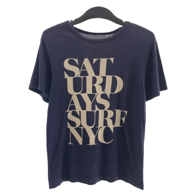 SATURDAYS SURF NYC サタデーズサーフニューヨーク サイズS ネイビー ホワイト コットン 半袖Tシャツ クルーネック 505241 【中古】