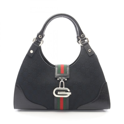 グッチ GUCCI GGキャンバス シェリーライン ハンドバッグ バッグ キャンバス レザー レディース ブラック系 / マルチカラー 130995 【中古】