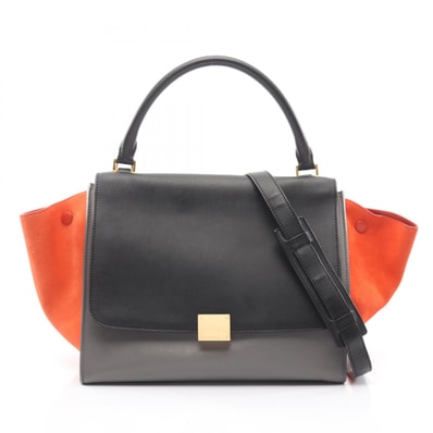 セリーヌ CELINE トラペーズ ミディアム ハンドバッグ バッグ レザー スウェード レディース ブラック系 / ブラウン系 / グレー系 【中古】