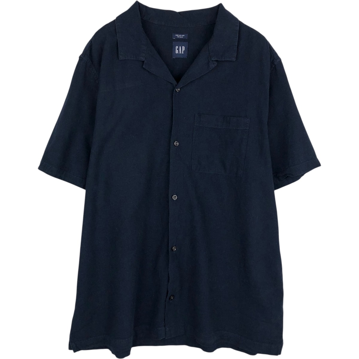 古着 ギャップ GAP 半袖 オープンカラー コットン×リネンシャツ メンズL相当/eaa635698