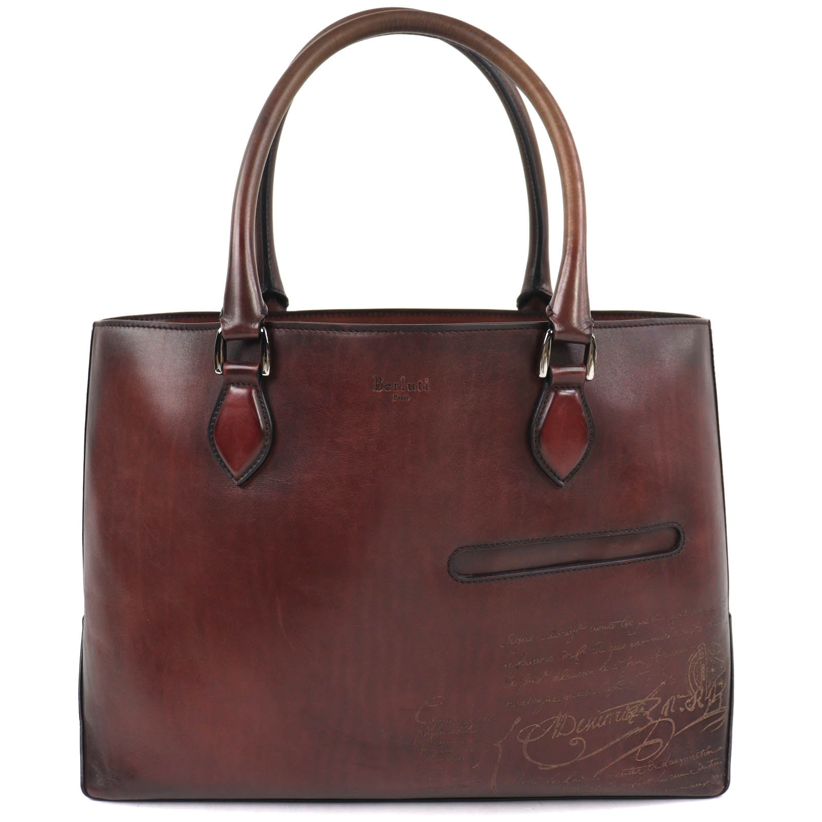 良品 ベルルッティ スクリットカリグラフィ トートバッグ トゥルージュ ブラウン