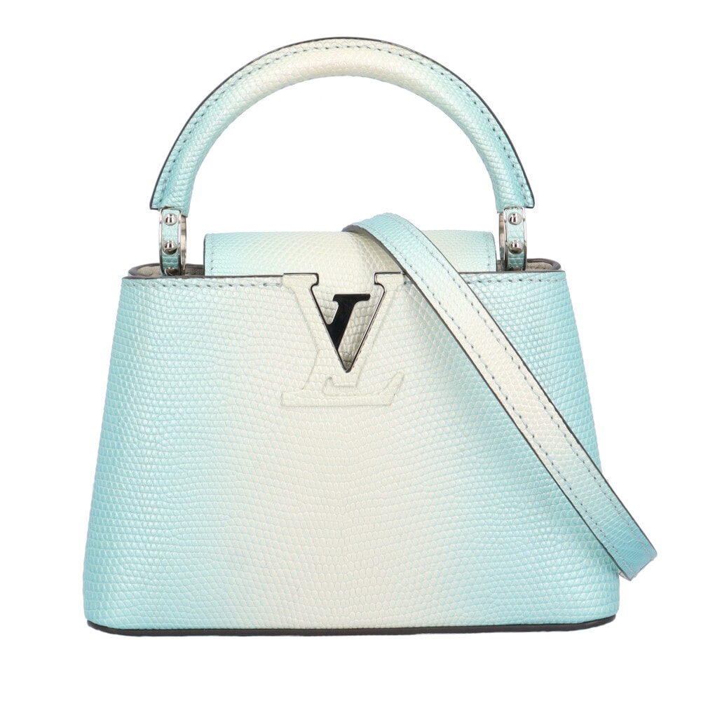 ルイヴィトン カプシーヌMINI ショルダーバッグ リザード ブルー レディース LOUIS VUITTON  中古