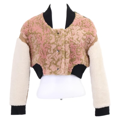 クリスチャンディオール 【国内正規】258V83AL833 ラムレザー/ボア 切替 クロップド ブルゾン/ 40