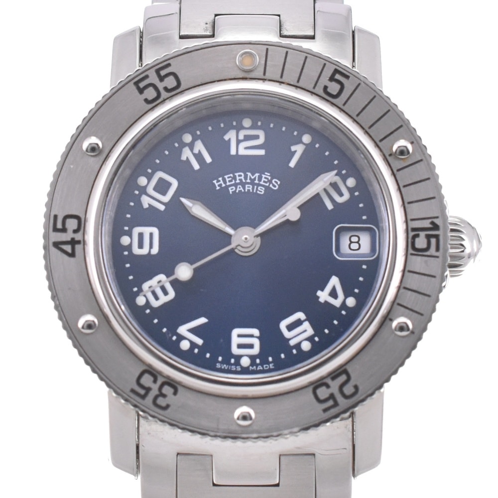 値下 エルメス HERMES CL5.210 クリッパーダイバー デイト クォーツ レディース 美品 L#142790