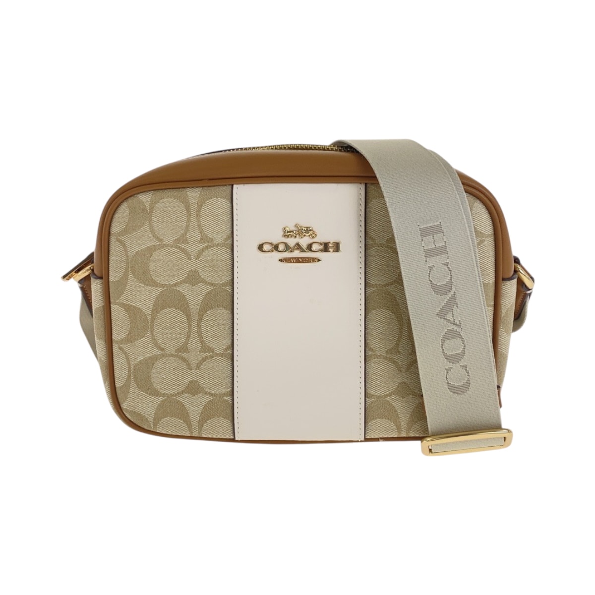 美品 COACH コーチ シグネチャー ベージュ ブラウン ゴールド金具 レザー PVC/ ショルダーバッグ ポシェット 600479 【中古】