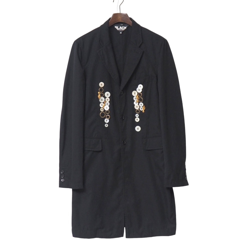 BLACK COMME des GARCONS ブラックコムデギャルソン ジャケット サイズM AD2010 ロングジャケット コート ボタン装飾 ブランド古着【中古】20250916/RA6033