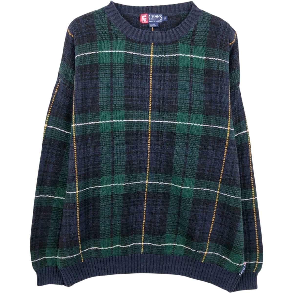 古着 ラルフローレン Ralph Lauren CHAPS チャップス チェック柄 リネンニットセーター メンズXL相当/eaa682406