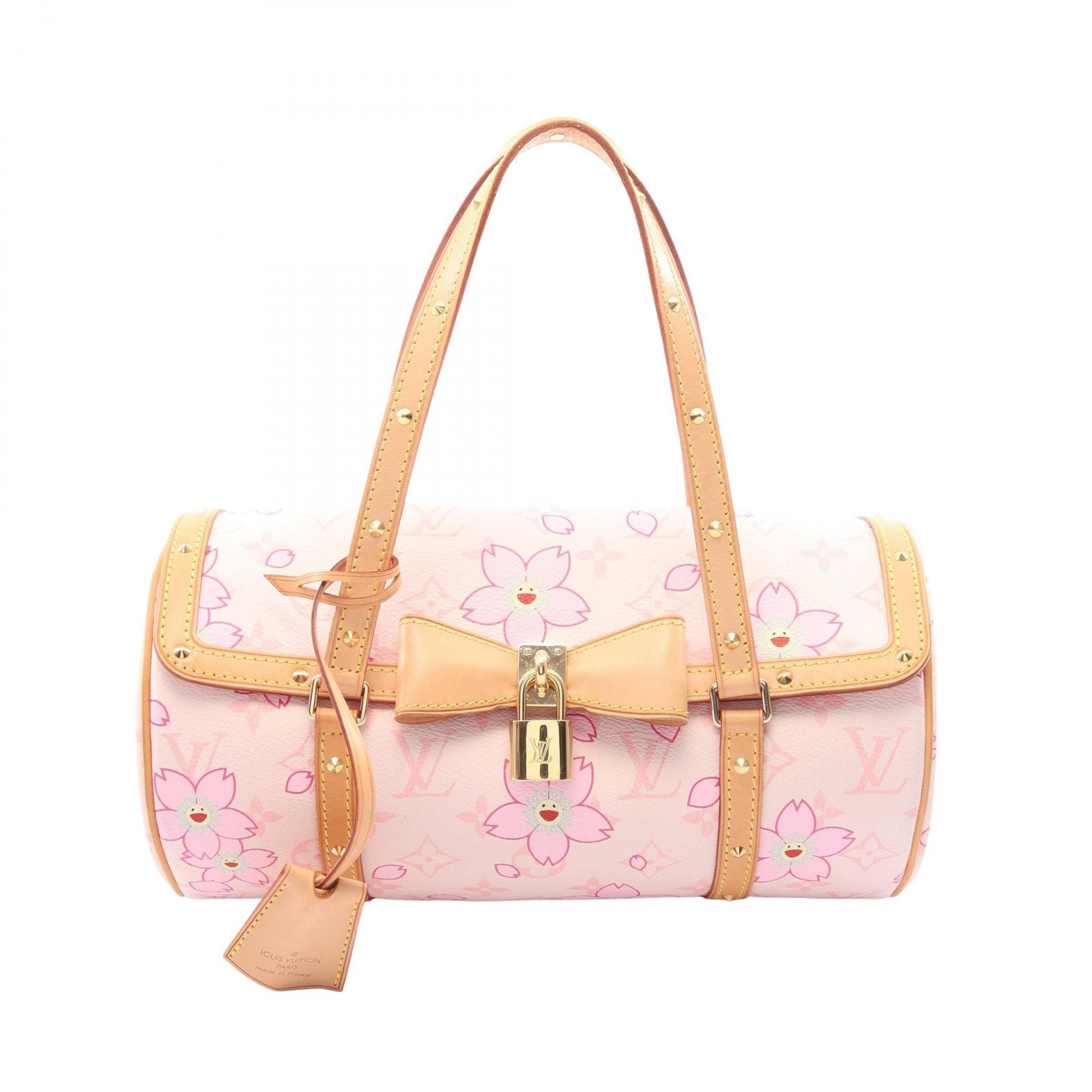 ルイ・ヴィトン LOUIS VUITTON パピヨン モノグラムチェリーブラッサム ハンドバッグ バッグ PVCコーティングキャンバス レザー ピンク レディース ピンク系 / マルチカラー M92010 【中古】