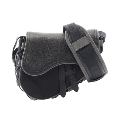 ディオール Dior Christian Dior × Sacai サドル ミニバッグ ショルダーバッグ バッグ ナイロン レザー メンズ ブラック系 【中古】