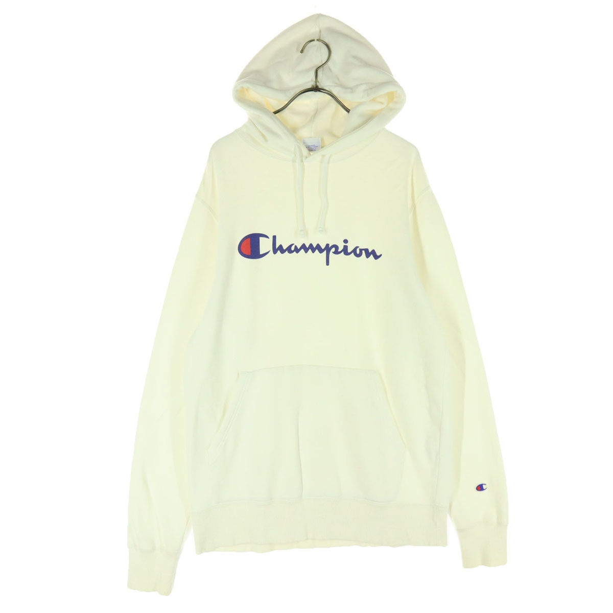 Champion チャンピオン ブランドロゴ 長袖 スウェットパーカー XL ホワイト系