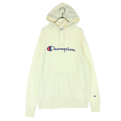 Champion チャンピオン ブランドロゴ 長袖 スウェットパーカー XL ホワイト系