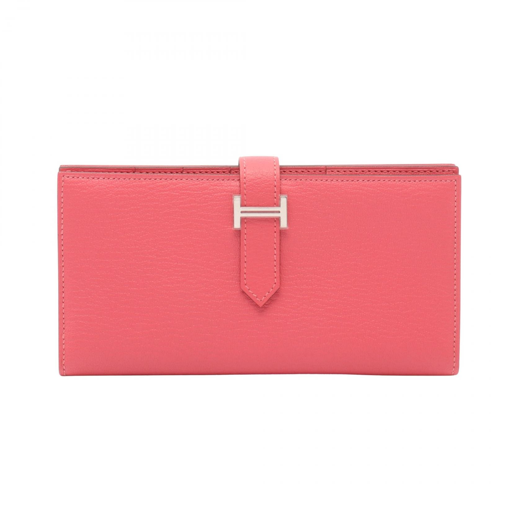 エルメス HERMES ベアンスフレ 二つ折り長財布 財布 レザー シェーブル シェーブル ローズアザレ C刻印(2018年製造) レディース ピンク系 039078CK 【中古】