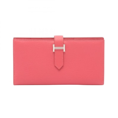 エルメス HERMES ベアンスフレ 二つ折り長財布 財布 レザー シェーブル シェーブル ローズアザレ C刻印(2018年製造) レディース ピンク系 039078CK 【中古】