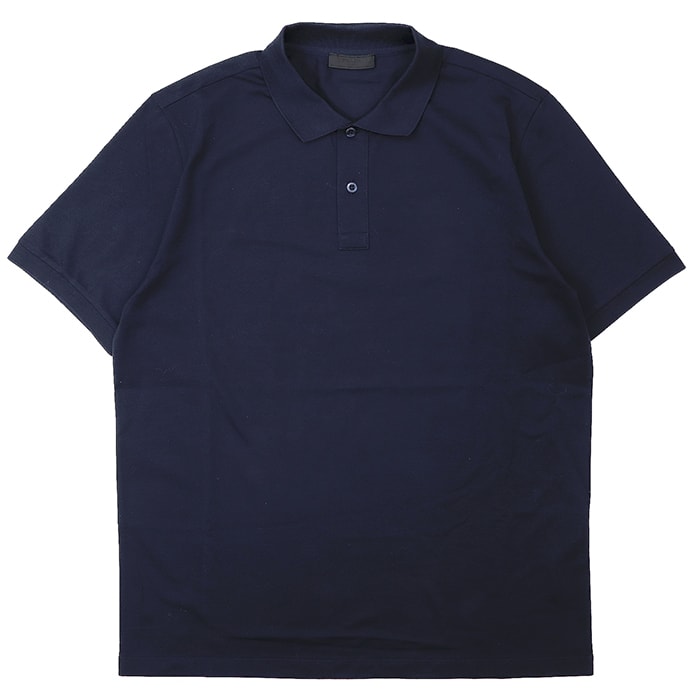 SALE【美品】PRADA プラダ 半袖 ポロシャツ サイズ XXL メンズ 2ボタン コットン100% トップス ネイビー 紺 ルーマニア製
