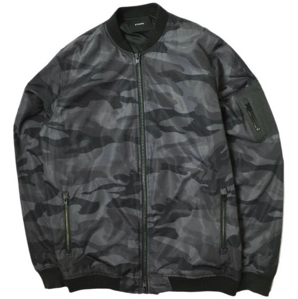 STAMPD スタンプド Camouflage Tech Zip Bomber Jacket カモフラージュボンバージャケット L Black Camo MA-1 フライト 中綿 SILENT DISSENT アウター g15231