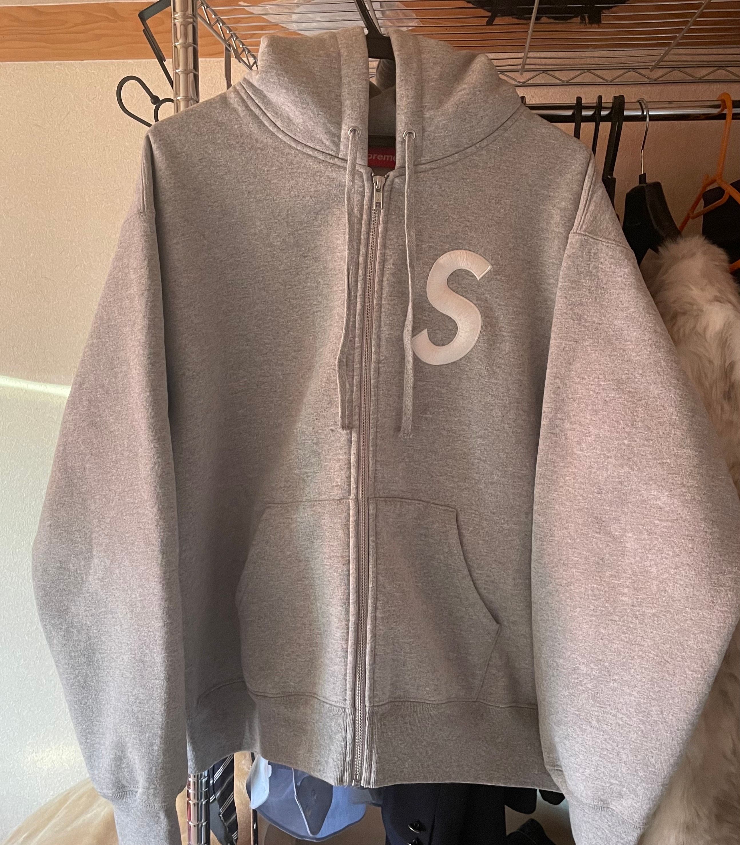 Supreme S Logo Zip Up Hooded Sweatshirt "Heather Grey" (23FW)