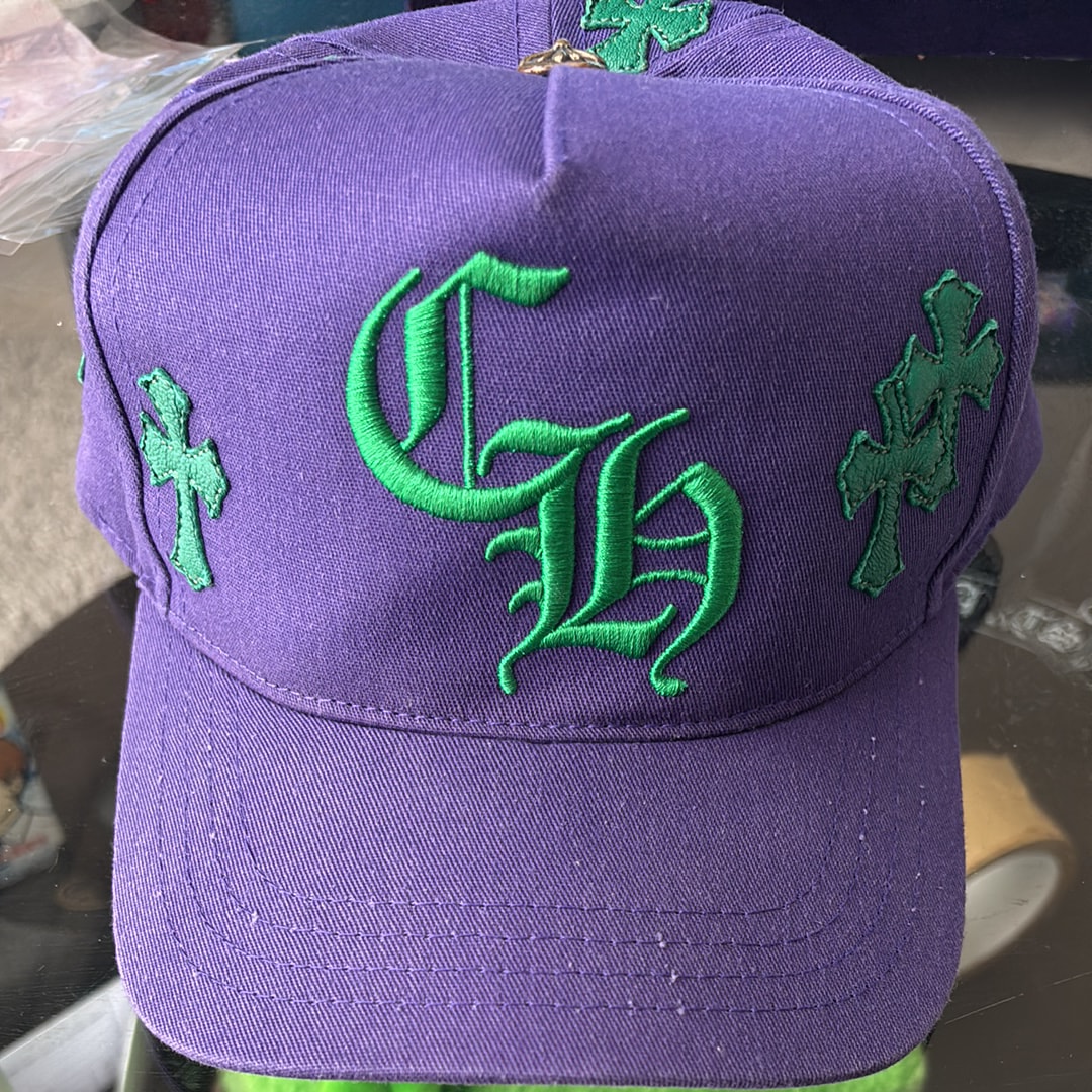 Chrome Hearts CH Hat Cross Patch Baseball Cap "Purple/Green"