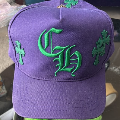 Chrome Hearts CH Hat Cross Patch Baseball Cap "Purple/Green"