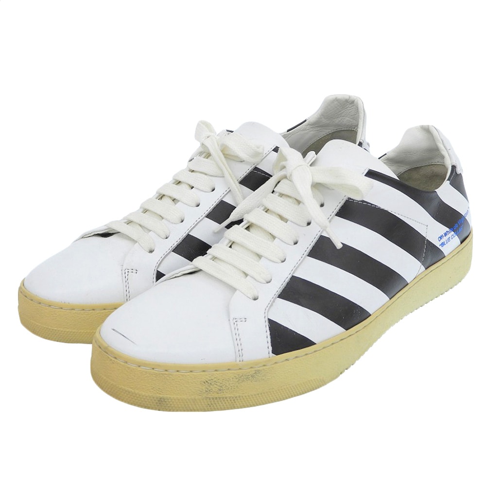 オフホワイト DIAGONALS レザー スニーカー シューズ メンズ ホワイト×ブラック 41 16SS 41