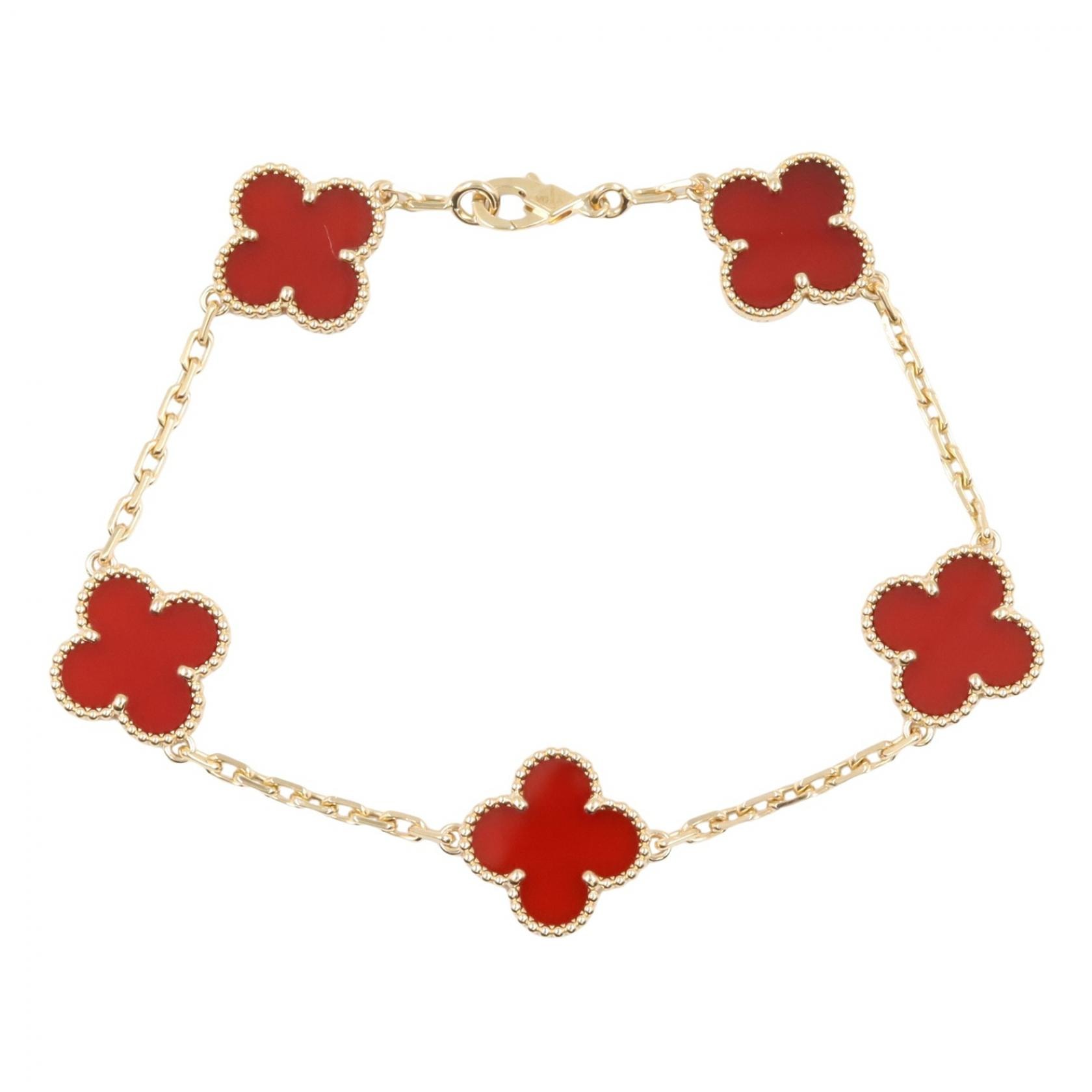 ヴァンクリーフ&アーペル Van Cleef & Arpels ヴィンテージアルハンブラ 5モチーフ カーネリアン ブレスレット ブレスレット アクセサリー K18(イエローゴールド) カーネリアン レディース ゴールド系 / レッド系