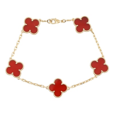 ヴァンクリーフ&アーペル Van Cleef & Arpels ヴィンテージアルハンブラ 5モチーフ カーネリアン ブレスレット ブレスレット アクセサリー K18(イエローゴールド) カーネリアン レディース ゴールド系 / レッド系