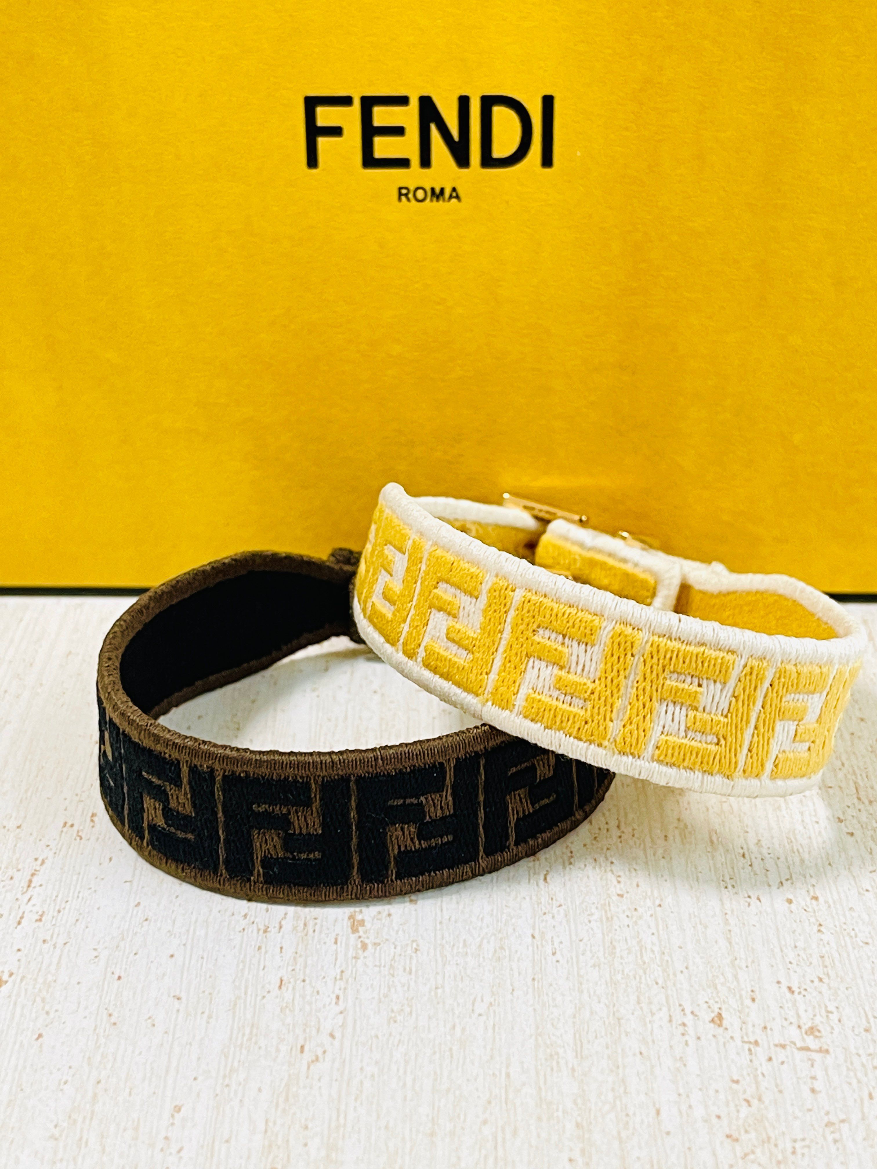 FENDI FF Fabric Bracelet "Yellow/Brown"
