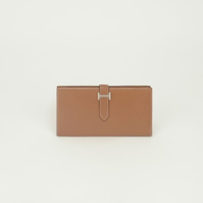 エルメス HERMES ベアンスフレ 財布 長財布 ロングウォレット エプソン ゴールド Gold ブラウン Brown 茶 シルバー金具 ヴォーエプソン