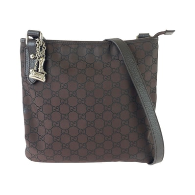 GUCCI グッチ GG柄 ブラウン シルバー金具 ナイロン レザー/ ショルダーバッグ メッセンジャーバッグ 1-0294305 【中古】