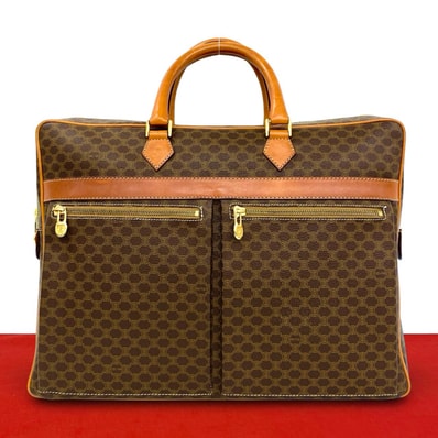 CELINE セリーヌ マカダム ブラゾン 柄 レザー PVC ビジネスバッグ ブラウン
36587