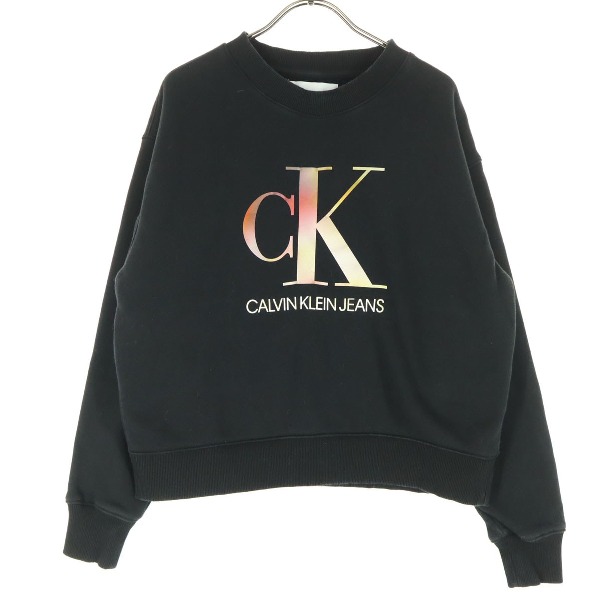 Calvin klein Jeans カルバンクラインジーンズ 裏起毛 ロゴプリント 長袖 スウェット S ブラック