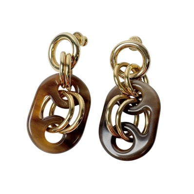 エルメス HERMES ユリディス ピアス PM ゴールド バッファローホーン レディース