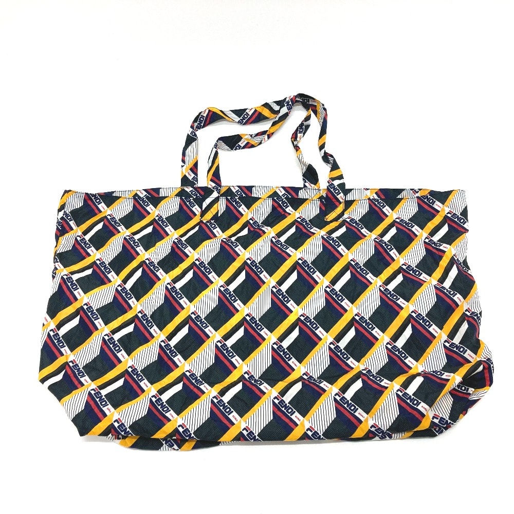 フェンディ FENDI エコバッグ ショルダーバッグ FIRA フィラ 収納ポーチ付き トートバッグ レザー/ナイロン ホワイト/ネイビー