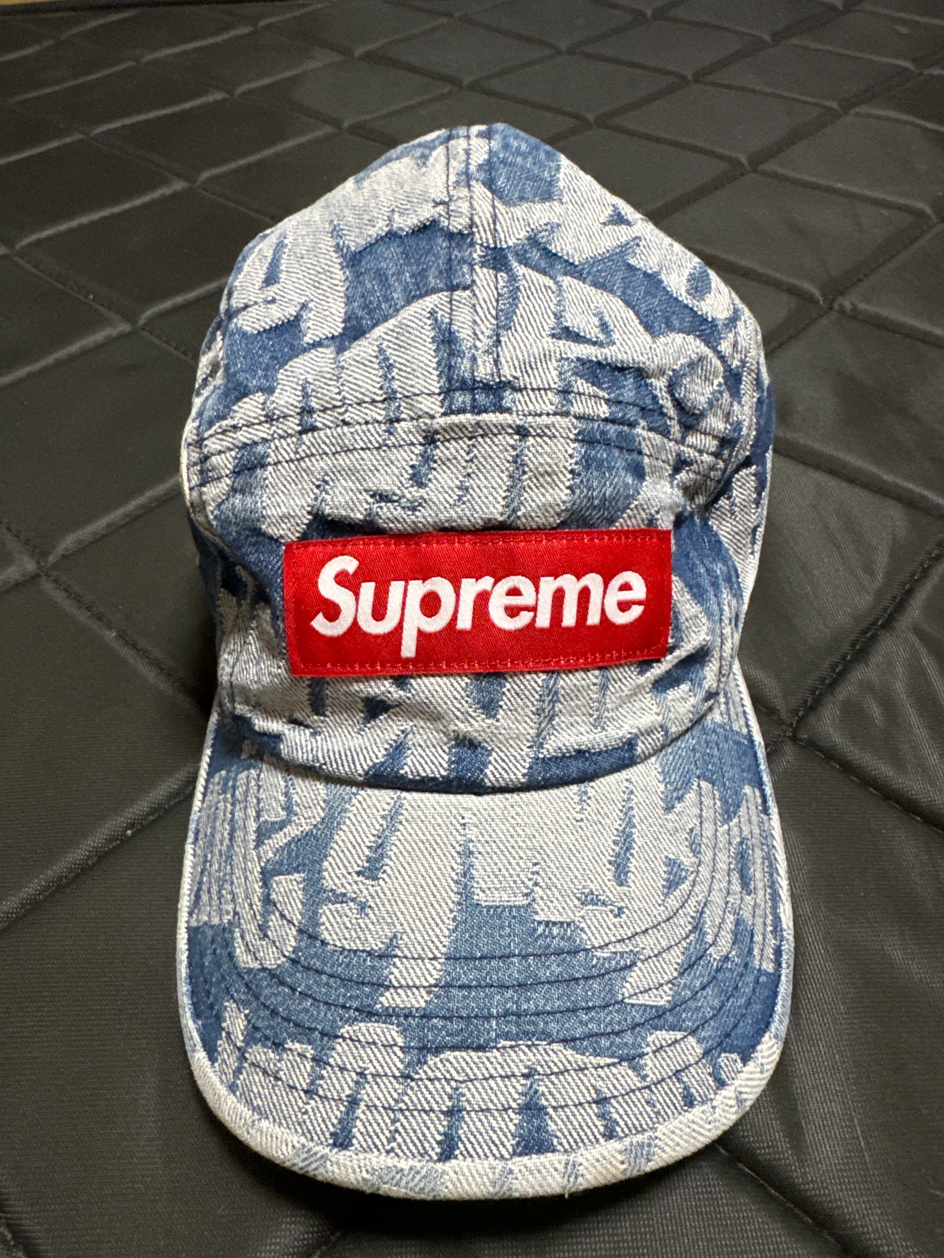 Supreme Fat Tip Jacquard Denim Camp Cap "Blue"
