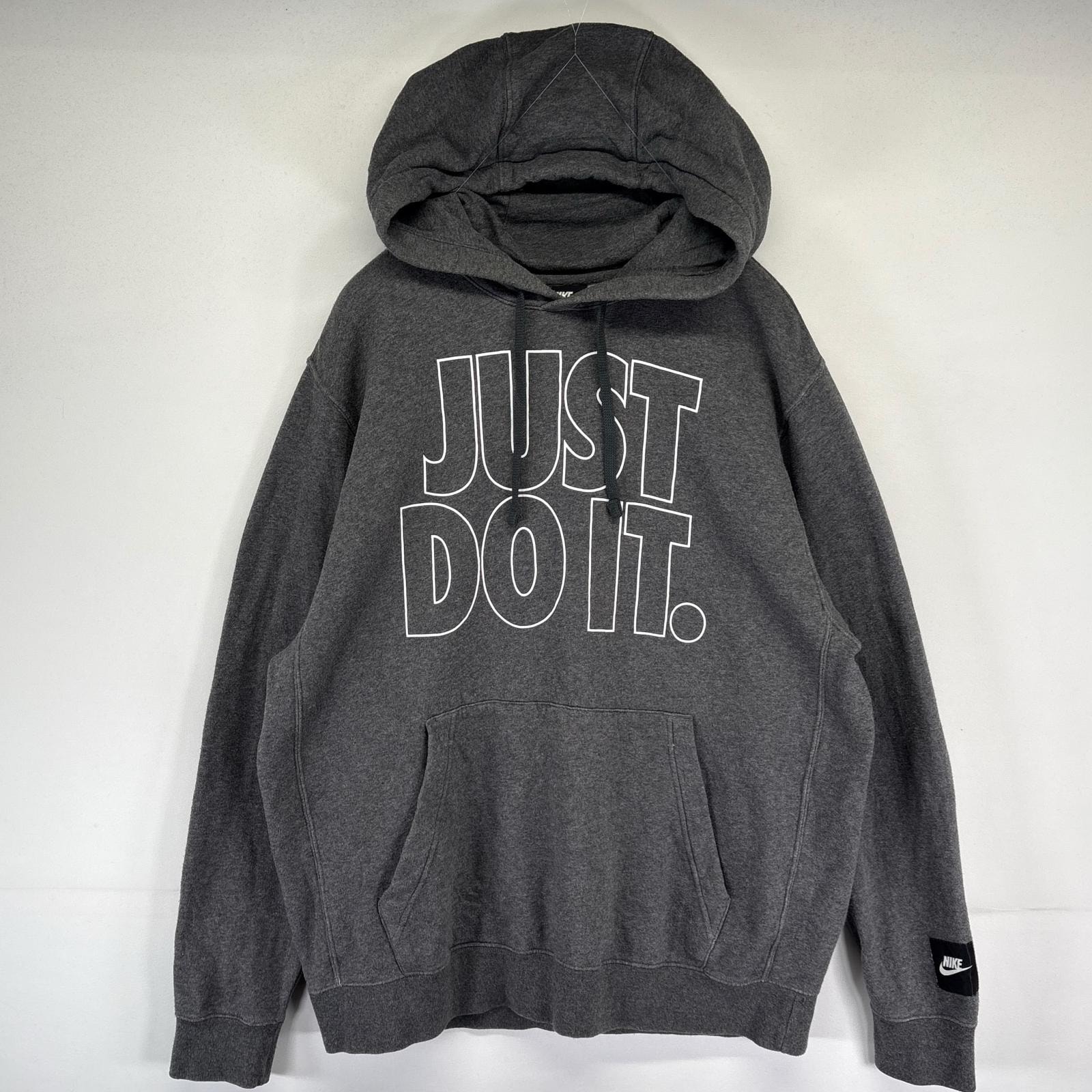 古着 ナイキ NIKE パーカー スウェット フーディ プルオーバー 大判プリント JUST DO IT L ダークグレー系 メンズ
