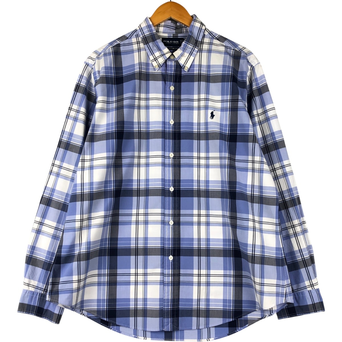 古着 ラルフローレン Ralph Lauren POLO GOLF ポロゴルフ CUSTOM FIT 長袖 ボタンダウンチェックシャツ メンズXL相当/eaa600776
