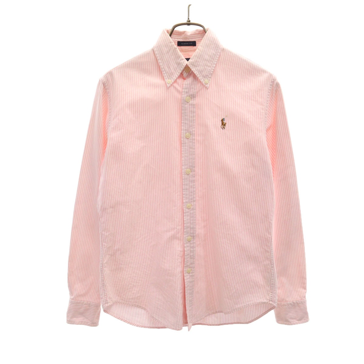 RALPH LAUREN ラルフローレン ストライプ柄 長袖 ボタンダウンシャツ 2 ピンク インパクト21 オックスフォード