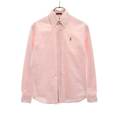 RALPH LAUREN ラルフローレン ストライプ柄 長袖 ボタンダウンシャツ 2 ピンク インパクト21 オックスフォード