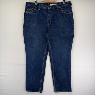 古着 カーハート Carhartt パンツ 5ポケット ジッパーフライ ワンポイントロゴ ワーク ジーパン デニム W38 L34 ブルー系 メンズ