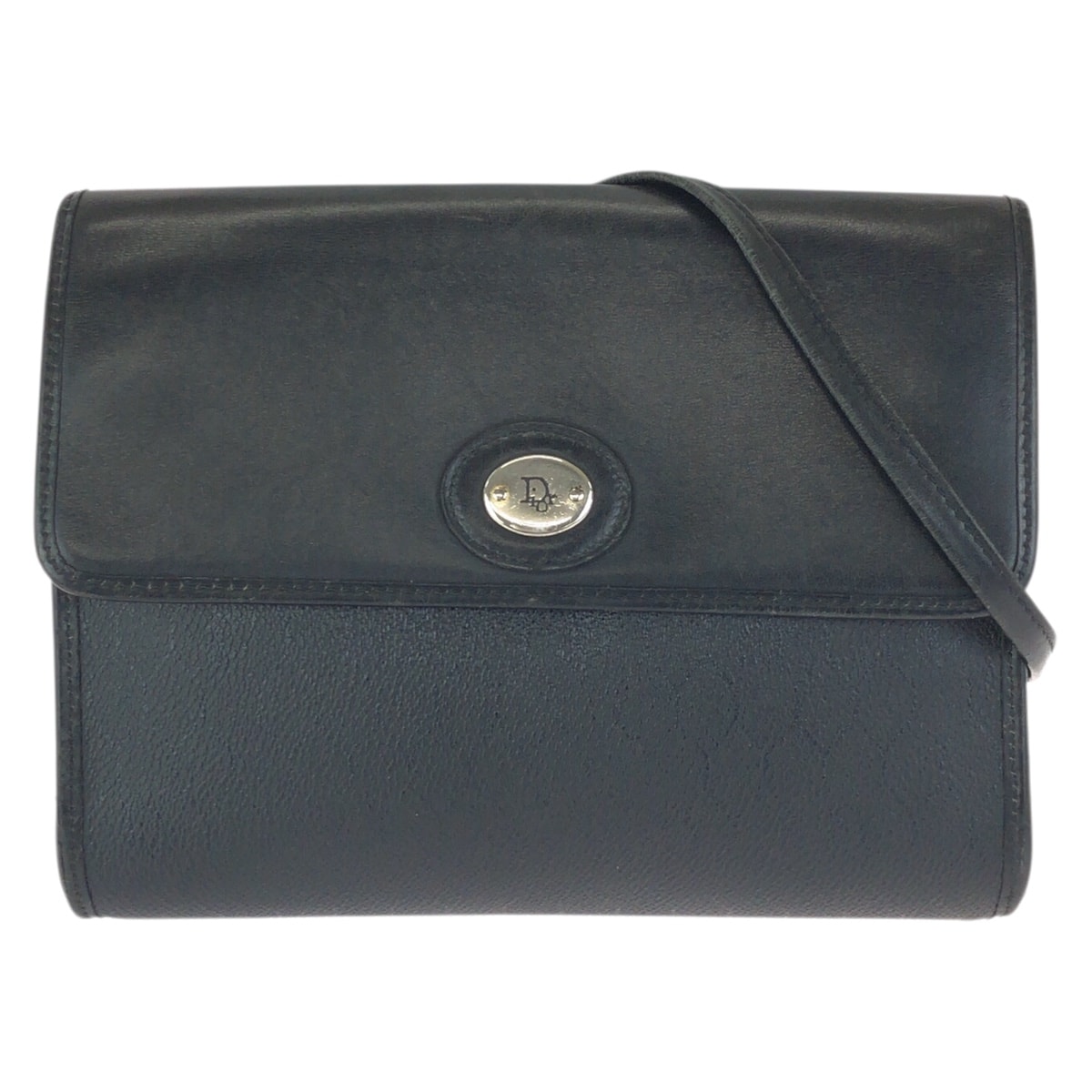 Christian Dior クリスチャンディオール ヴィンテージ ブラック 黒 シルバー金具 レザー ショルダーバッグ メッセンジャーバッグ 601759 【中古】