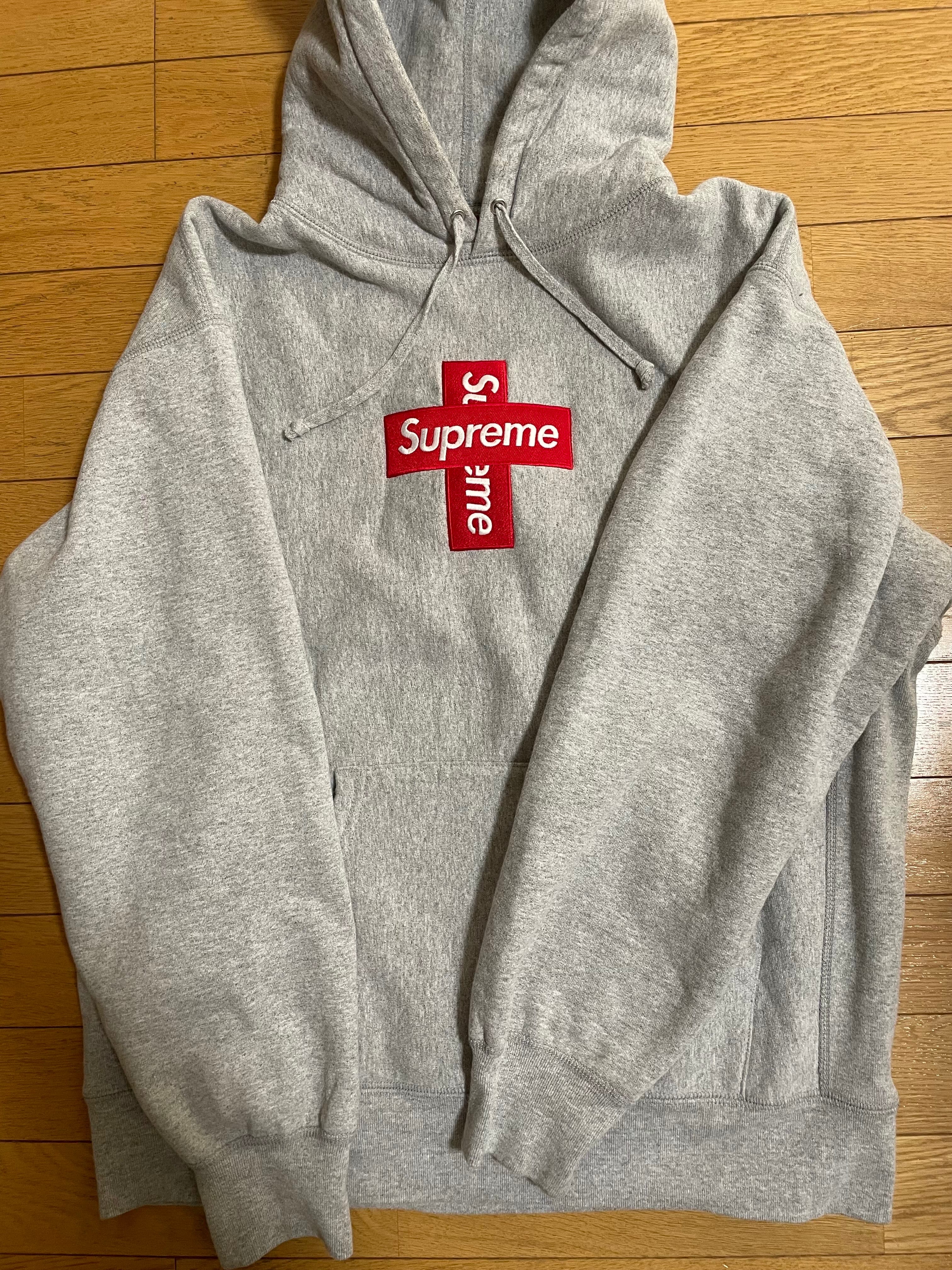 Supreme Cross Box Logo Hooded Sweatshirt "Grey"