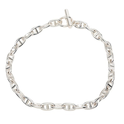 エルメス シェーヌダンクルGM チェーン 2連 ブレスレット チョーカー ネックレス 29コマ SV925 シルバー レディース HERMES 中古