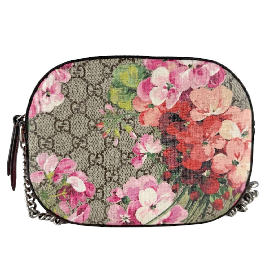 グッチ GUCCI ショルダーバッグ GGブルームス GGスプリームキャンバス/メタル ブラウン/ピンク シルバー レディース 409535【中古】 z9972