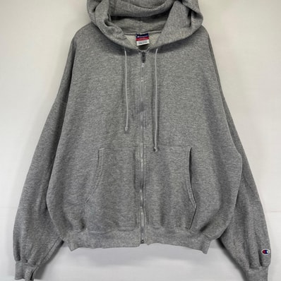古着 90's~00's/90年代~00年代 チャンピオン Champion パーカー フルジップ スウェット 大きいサイズ 2XL グレー系 無地 メンズ