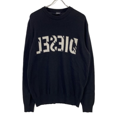 ディーゼル ブラック ウール フロントロゴニット カシミア XL